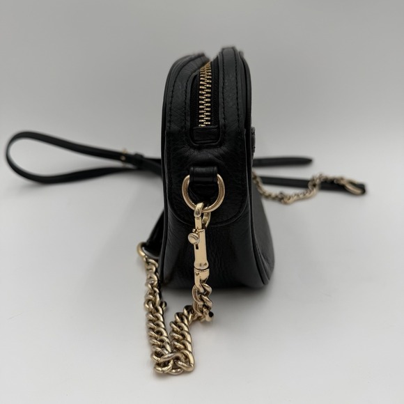 Coach Isla Leather Crossbody Purse Gold Chain Strap 31411 Black Bag - Picture 6 of 14